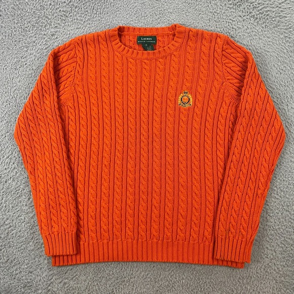 Lauren Ralph Lauren‎ Sweater Womens Small Cable Knit Crest Equestrian Old Money - Picture 1 of 10